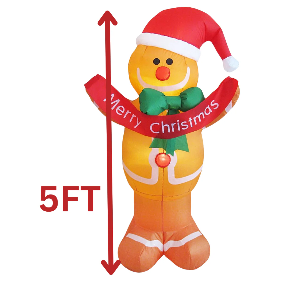 5FT Inflatable Gingerbread Man with Christmas Banner AA2024-0364