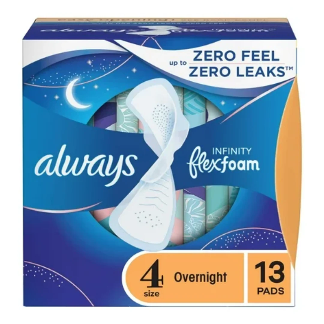 Always Infinity FlexFoam Size 4 Overnight Wings (13 Pads)