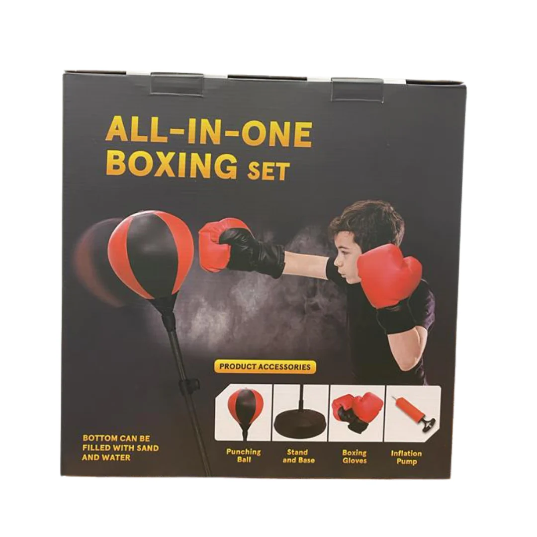 BSWT All-In-One Adjustable Boxing Punching Ball Set with Gloves