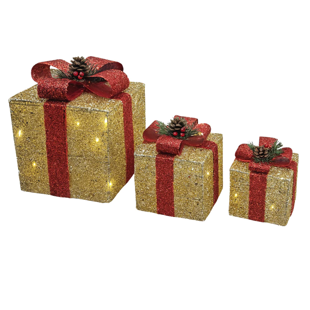 Cajas de Regalo Navideñas con Luces 3 Piezas AA2024-11-0895/0896 | Decoración Navideña de Lujo - Image 2