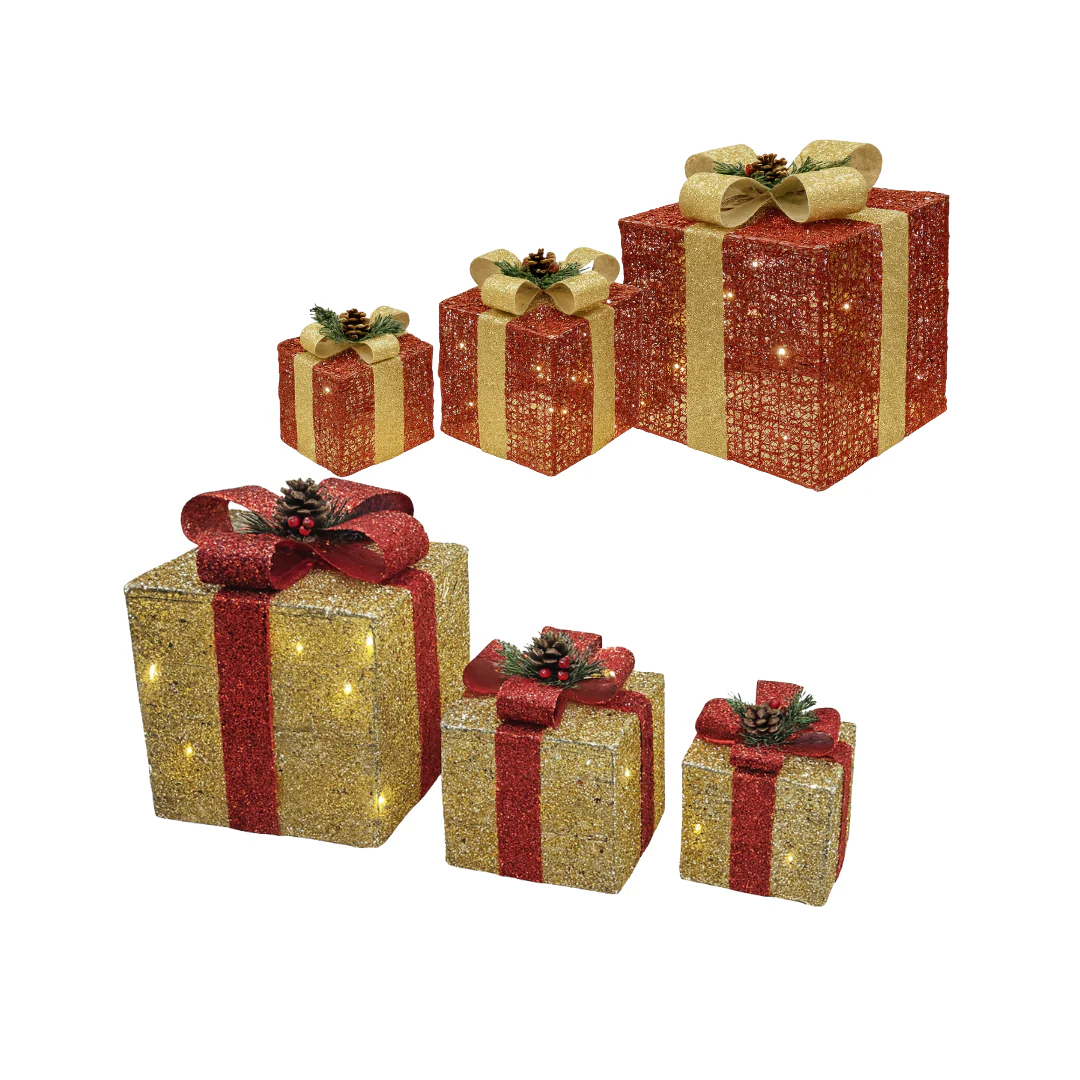 Cajas de Regalo Navideñas con Luces 3 Piezas AA2024-11-0895/0896 | Decoración Navideña de Lujo - Image 3