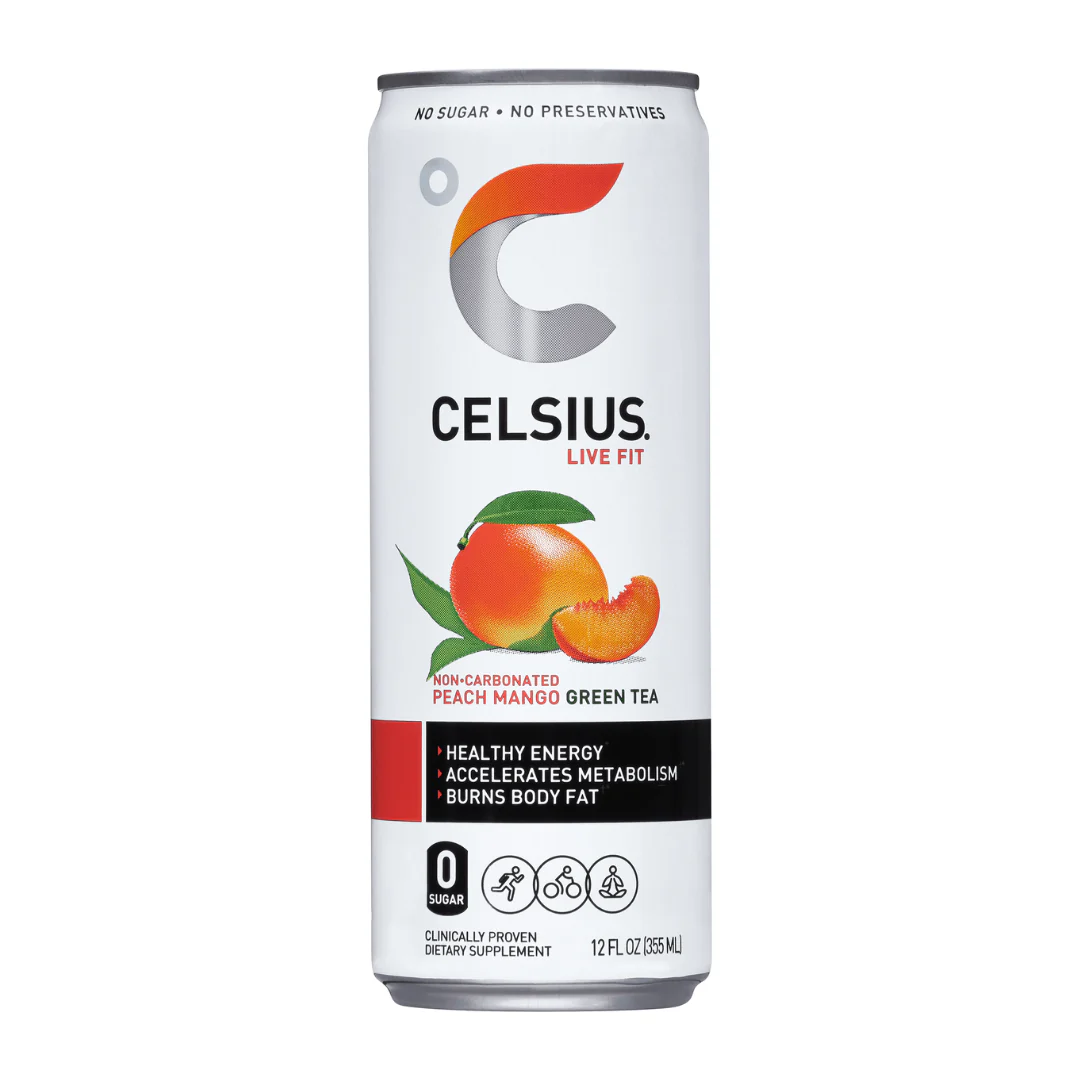 Celsius Live Fit Peach Mango Green Tea Non-Carbonated Energy Drink (12oz)