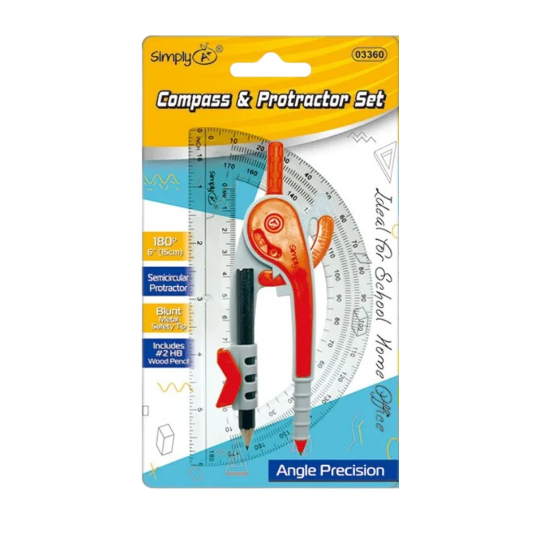 Compás y transportador 2 pcs