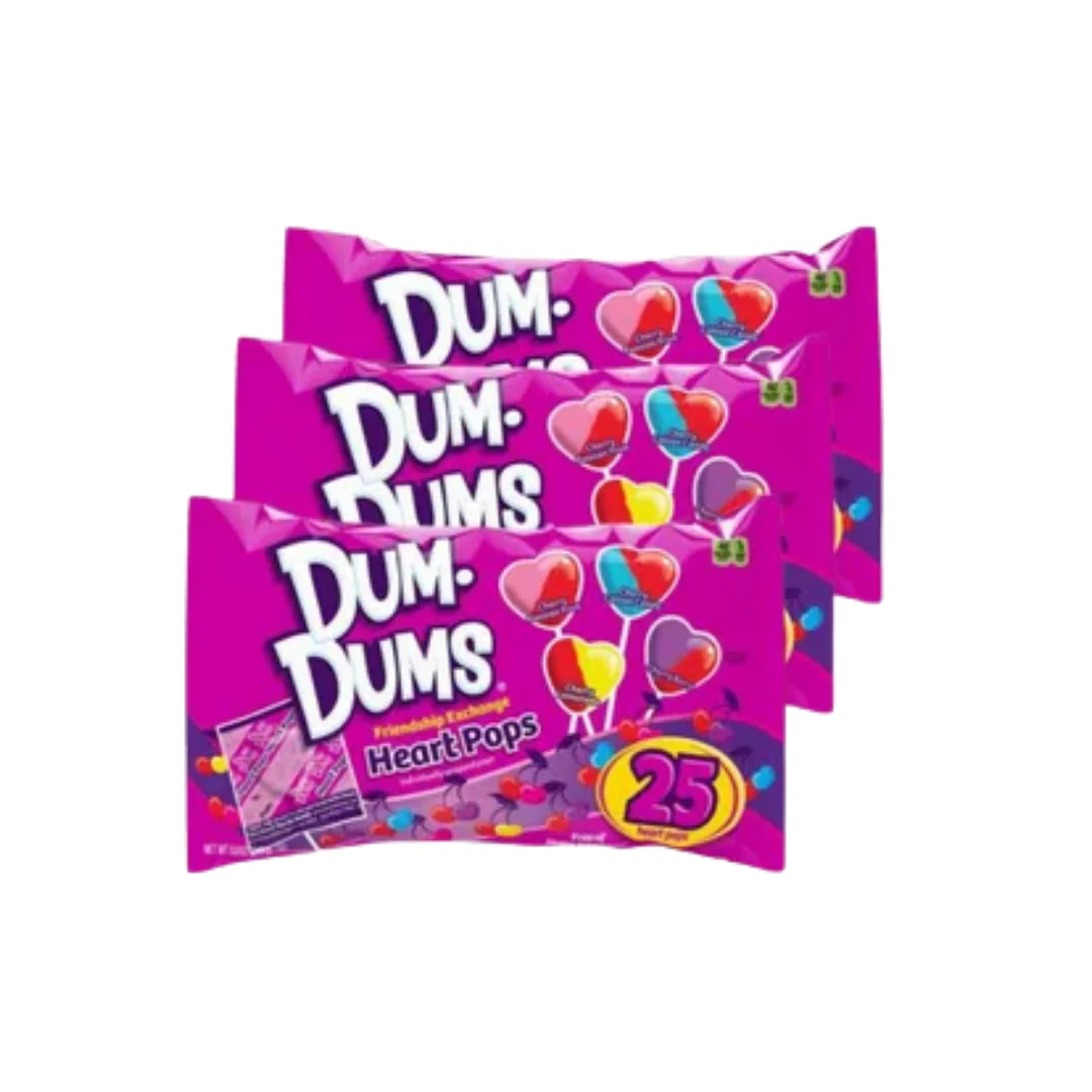 Dum Dums Heart Pops Friendship Exchange Bag (25 Count / 8.8oz)