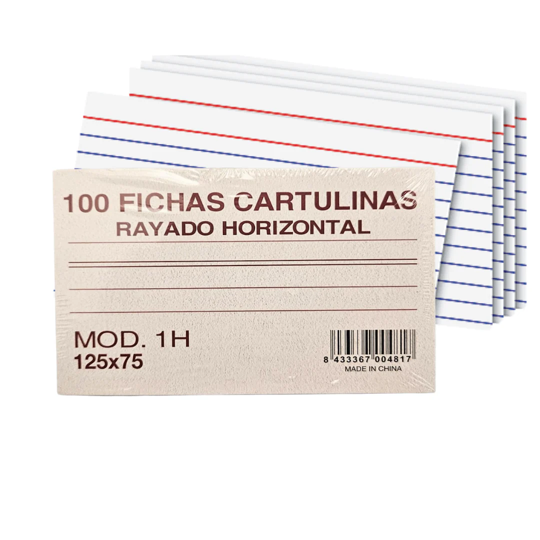 Fichas de Cartulina Rayadas Horizontales (3x5in – Paquete de 100)