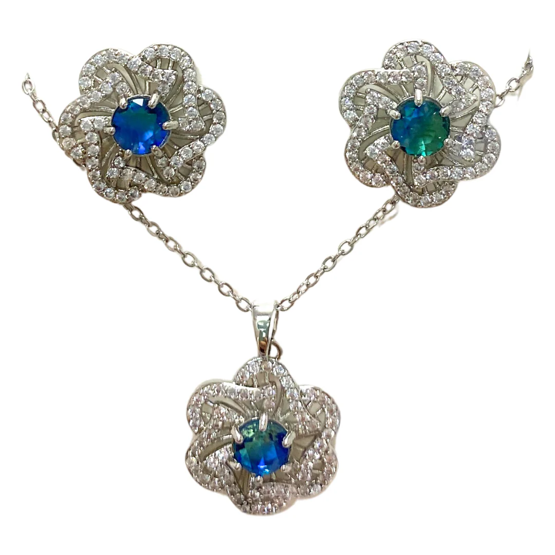 Floral & Gemstone Necklace and Earrings Set – Multiple Styles - Image 3