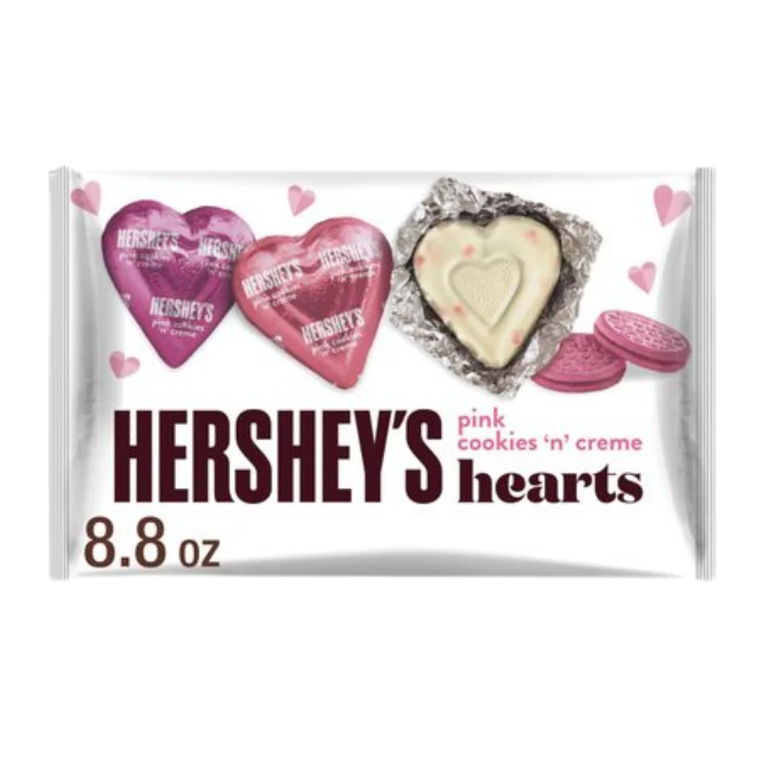 Hershey's Pink Cookies 'n' Creme Hearts Valentine Candy Bag (8.8oz)