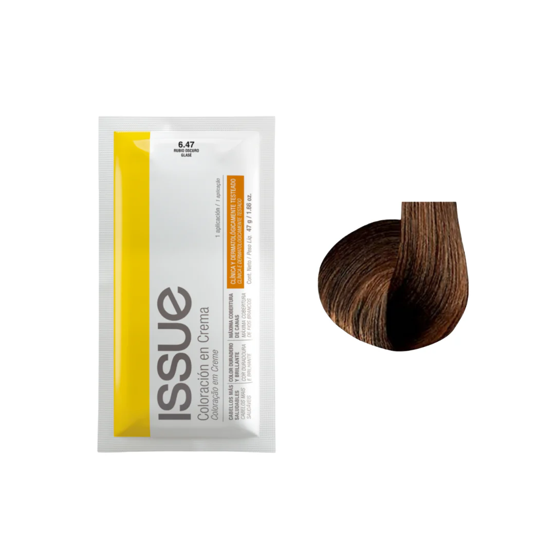 Issue Color Cream Permanent Hair Color #6.47 Dark Copper Glaze Blonde (1.66oz)