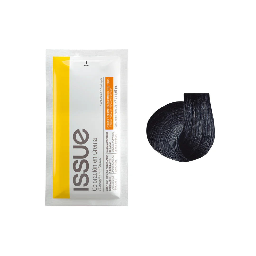 Issue Coloración en Crema Hair Color Kit #1 Negro (1.66oz)