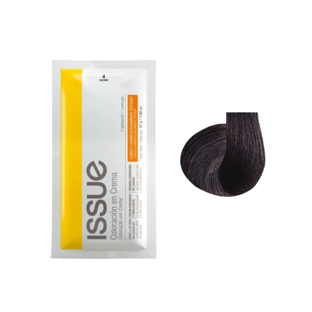 Issue Coloración en Crema Hair Color Kit #4 Castaño (1.66oz)