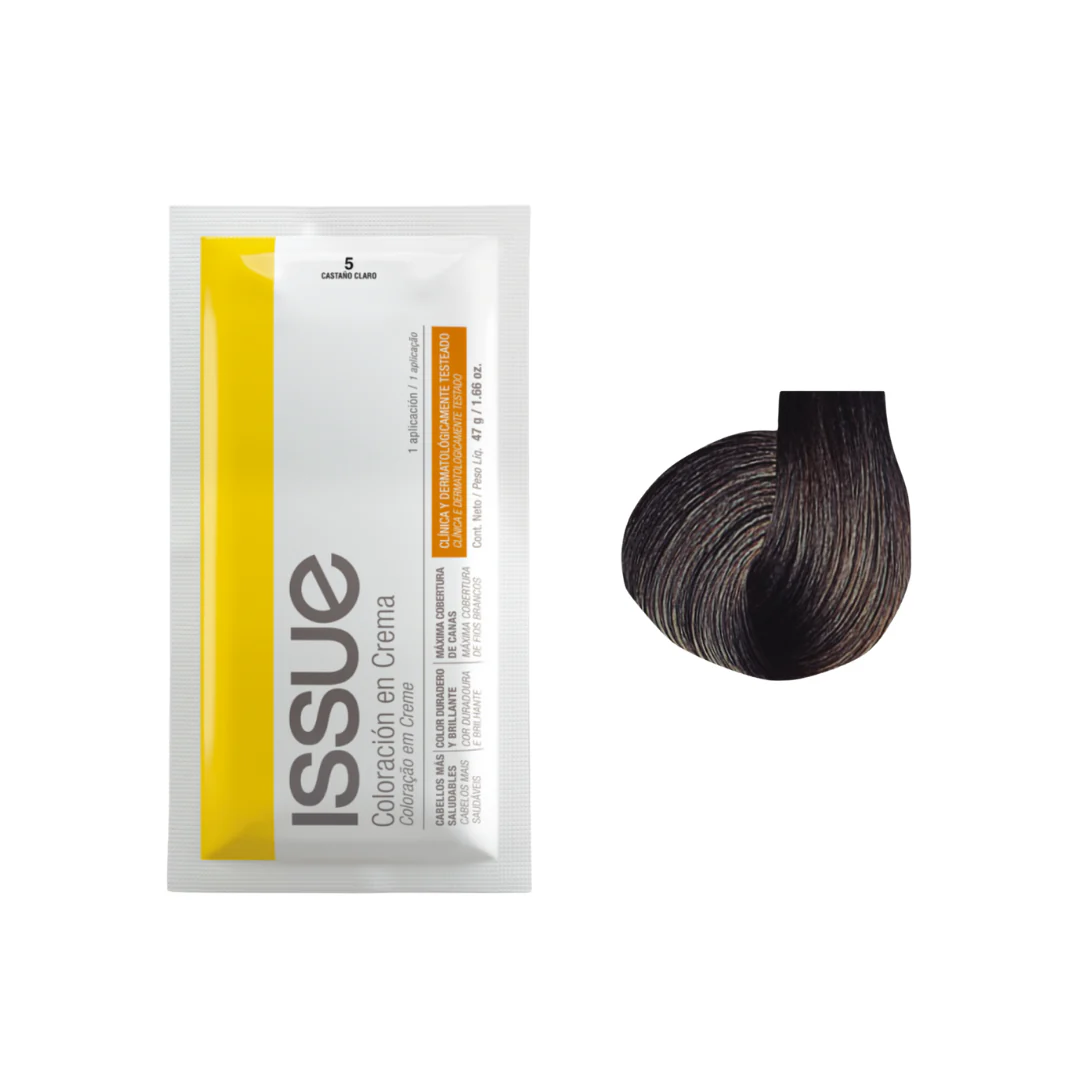 Issue Coloración en Crema Hair Color Kit #5 Castaño Claro (1.66oz)