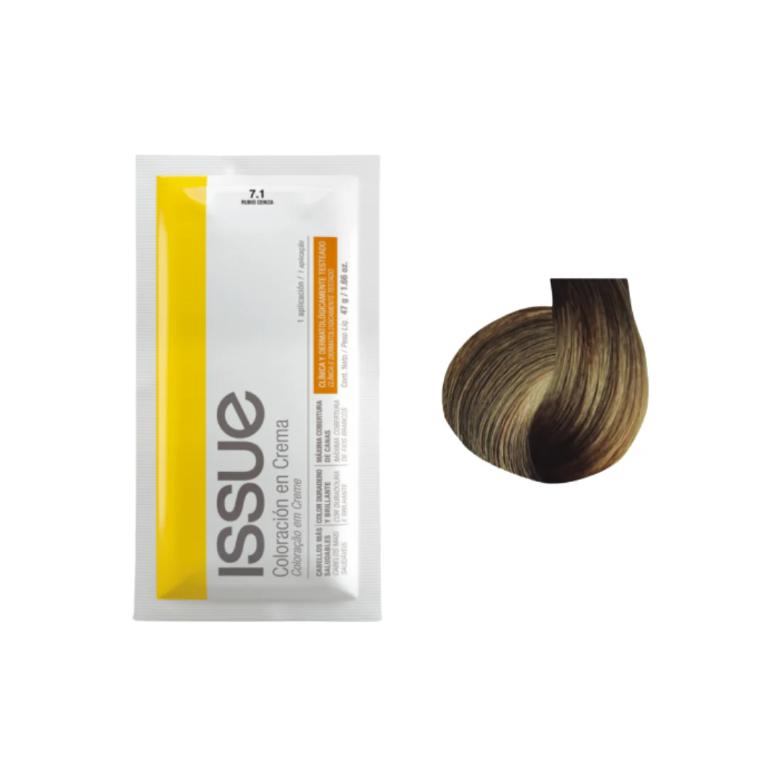 Issue Coloración en Crema Hair Color Kit #7.1 Ash Blonde (1.66oz)