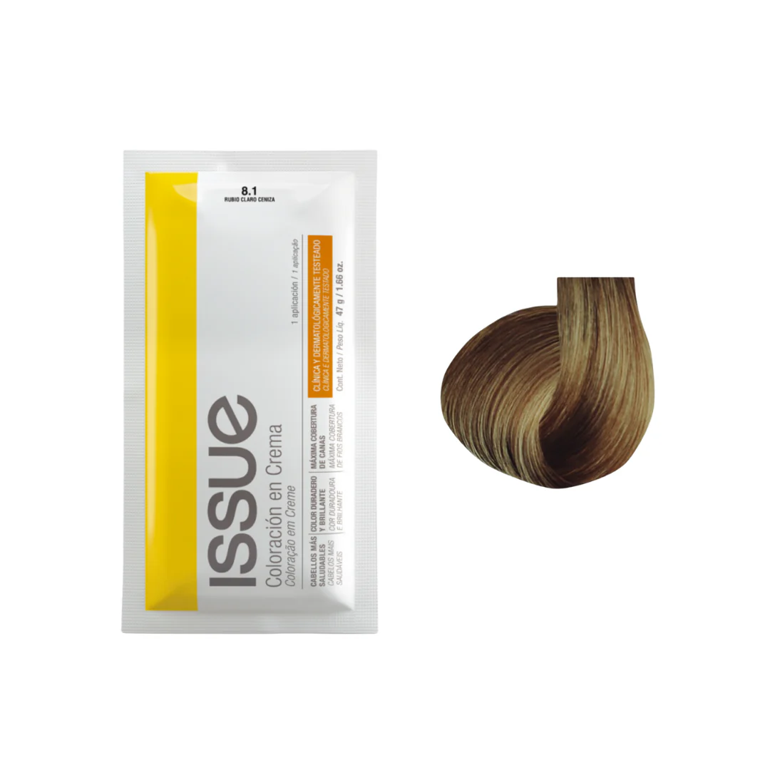 Issue Coloración en Crema Hair Color Kit #8.1 Light Ash Blonde (1.66oz)