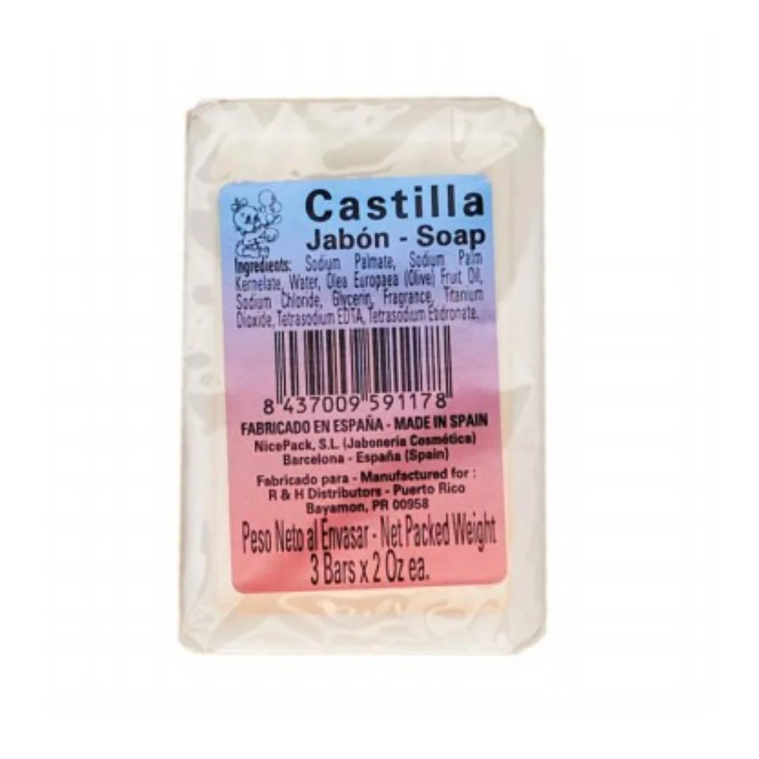 Jabón Castilla Natural Soap 3 Bars (2oz Each) - Variety