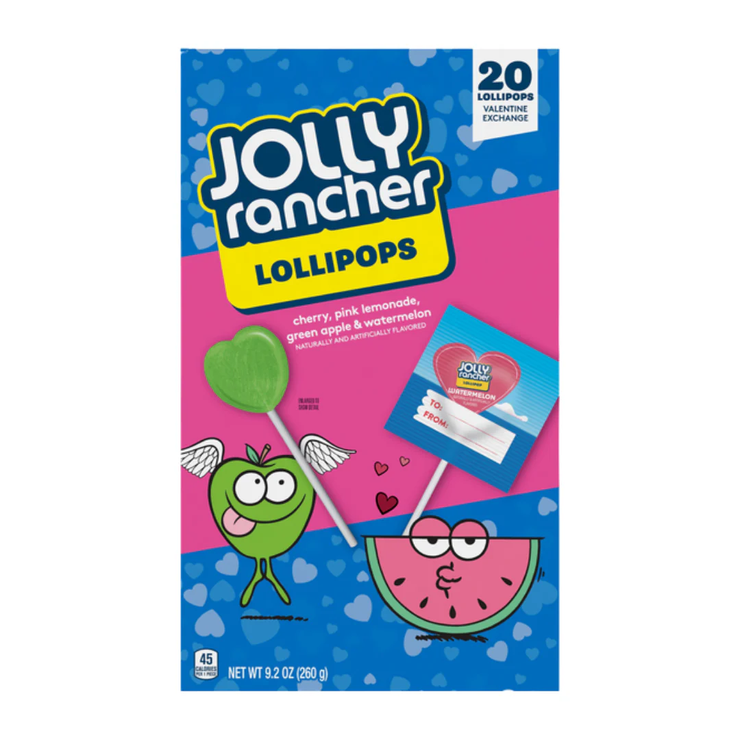 Jolly Rancher Valentine Hearts Lollipops Exchange Box (20 Count)