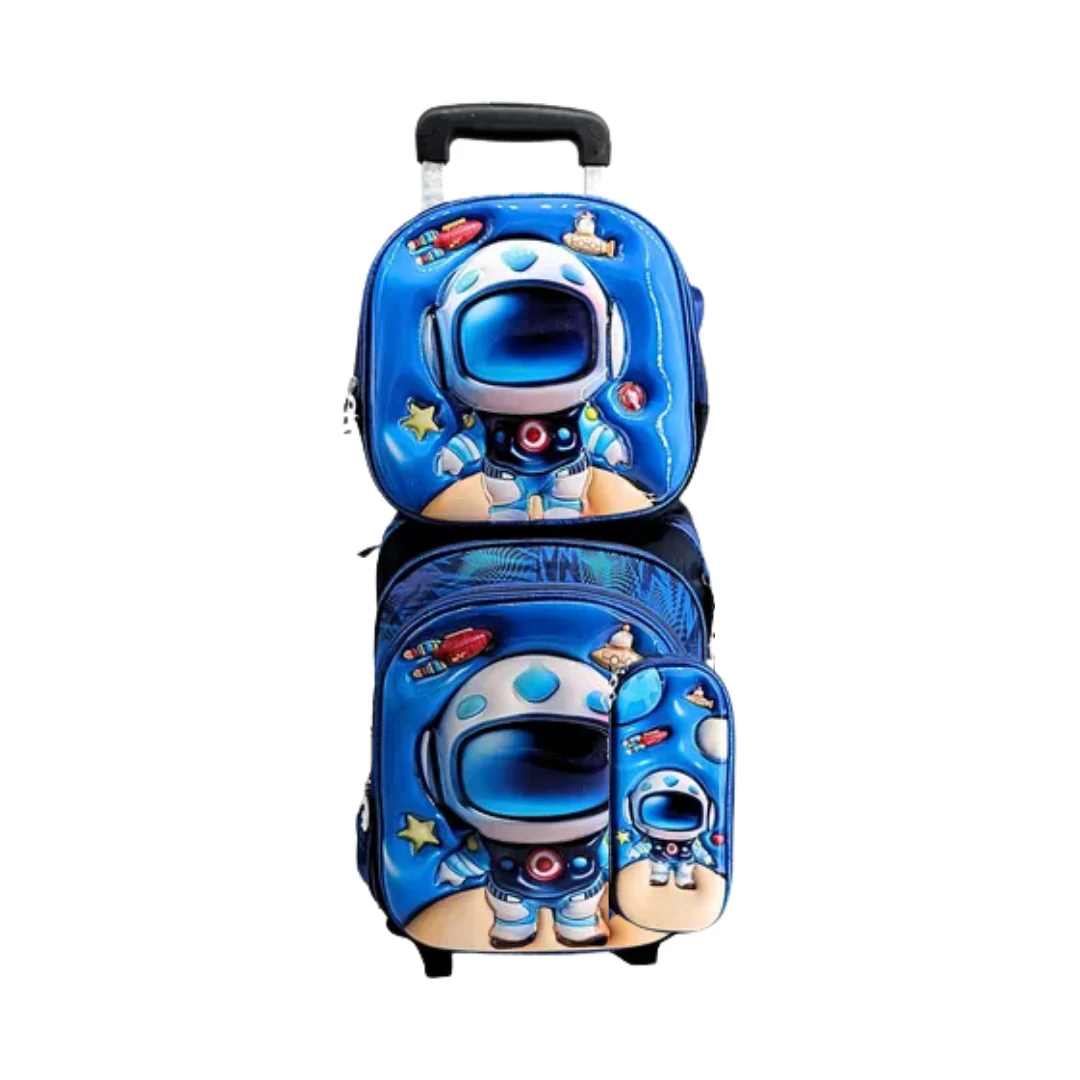 Juego de mochilas 4 pcs (incluye carro, mochila, lonchera y cartuchera)