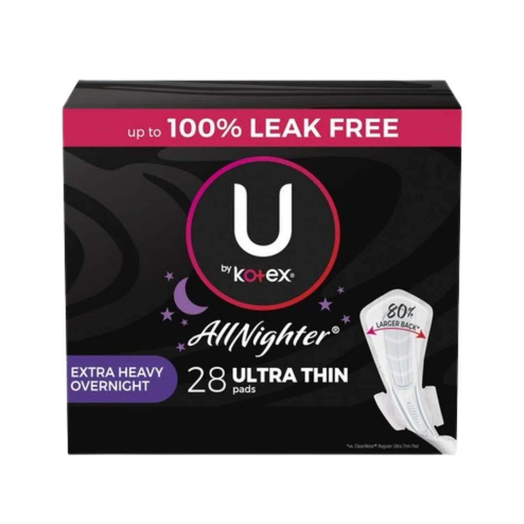 Kotex UltraThin Overnight Pads with Wings (28ct)