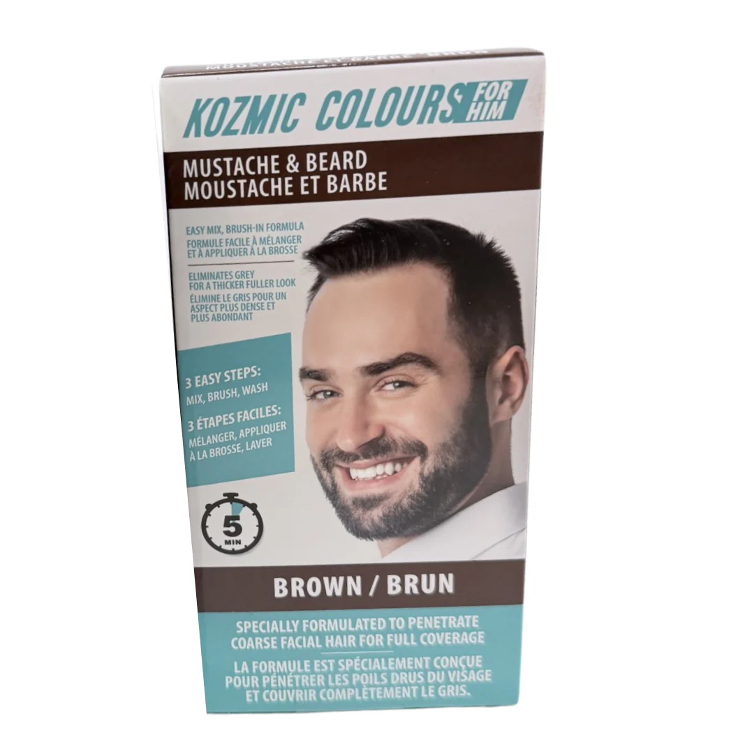 Kozmic Colours for Him Mustache & Beard Color - Brown (5-Minute)