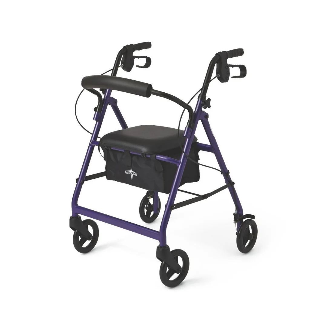 Medline Rollator Walker with Seat and Wheels Purple (1 unit)