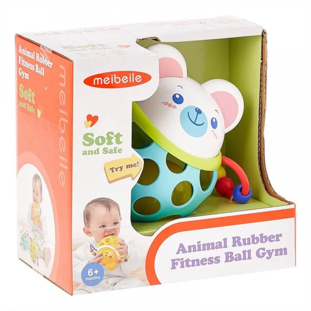 Meibeile Animal Rubber Fitness Ball Rattle Toy Bear (6m+)