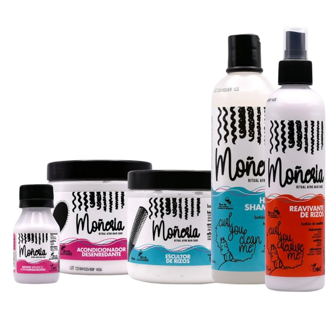 Monería Complete Hair Care Kit: Shampoo + Conditioner + Styling Cream + Hair Mask + Leave-In