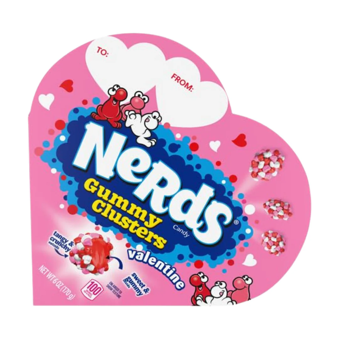 Nerds Valentine Gummy Clusters Strawberry & Grape Heart Gift Box (6oz)
