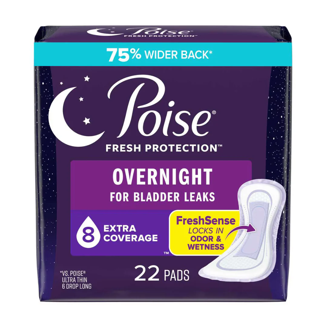 Poise Overnight Extra Coverage Incontinence Pads (22 ct)