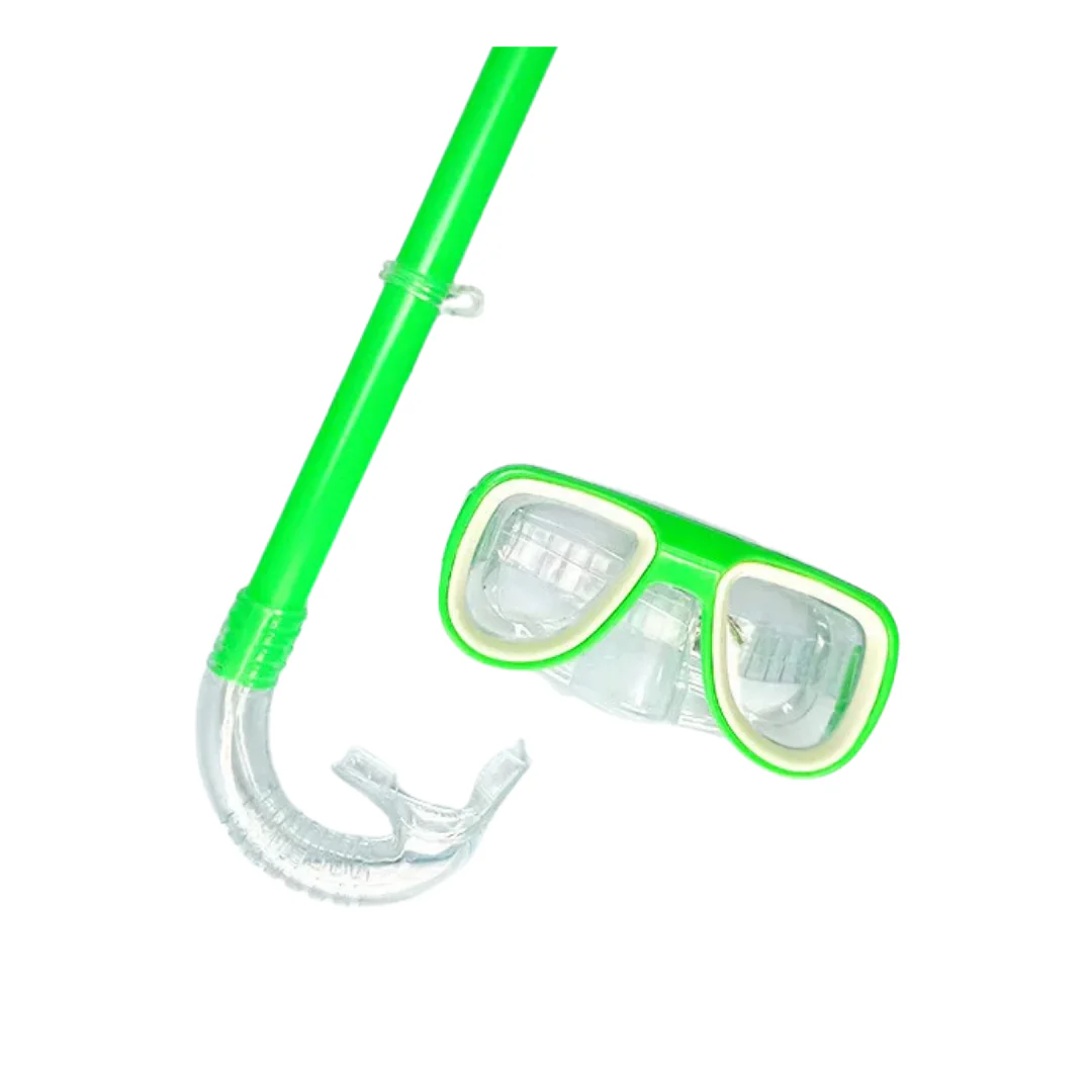 Snorkeling Set with Diving Mask and Breathing Tube Green (1 set)