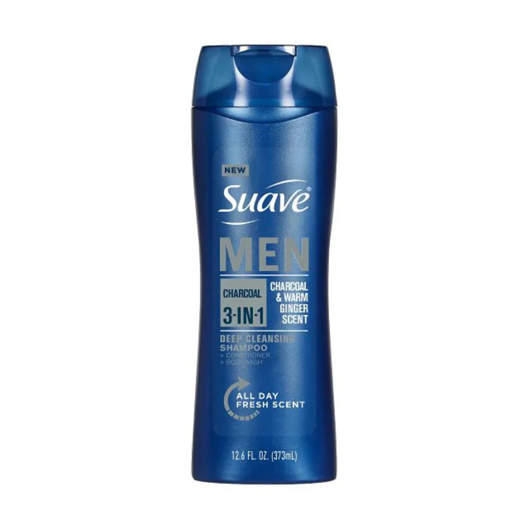 Suave Men 3-in-1 Shampoo Conditioner Body Wash Charcoal (12.6 fl oz)