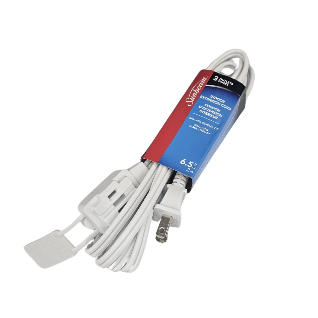 Sunbeam Indoor Extension Cord 3-Outlet White (6.5 ft)