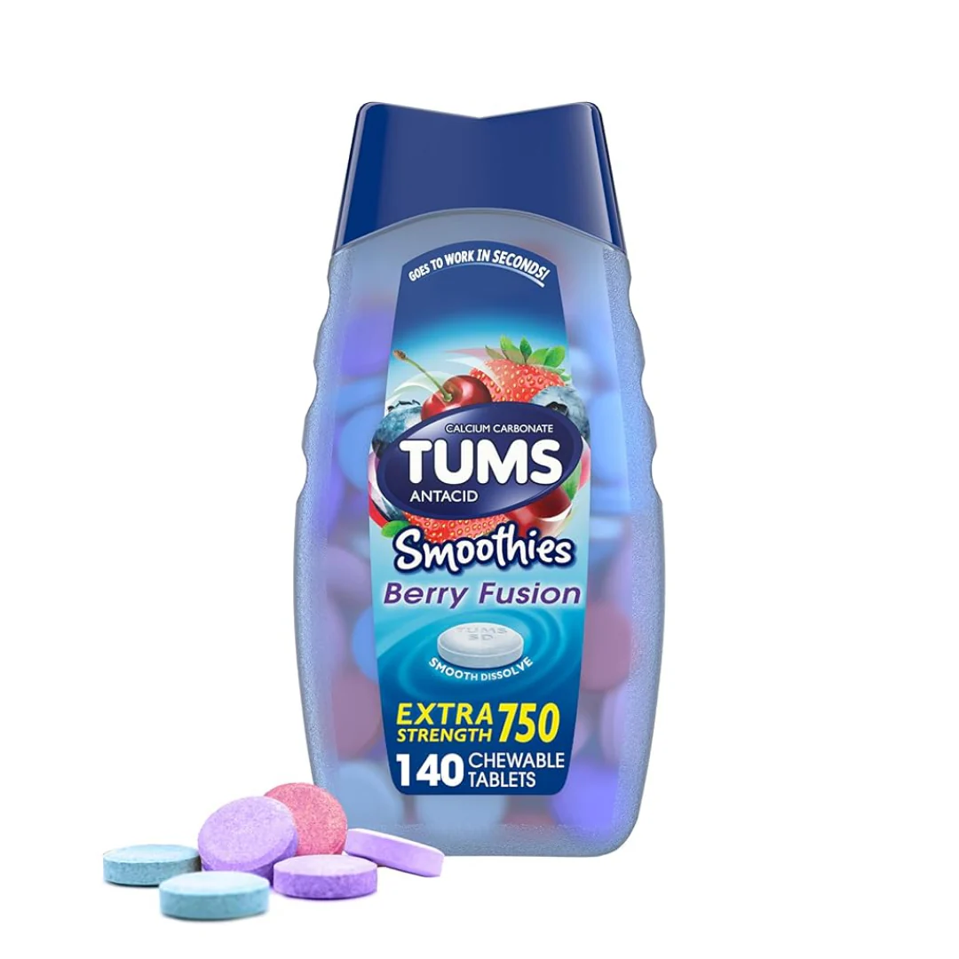 Tums Smoothies Extra Strength Antacid 750 mg Berry Fusion (100 count)