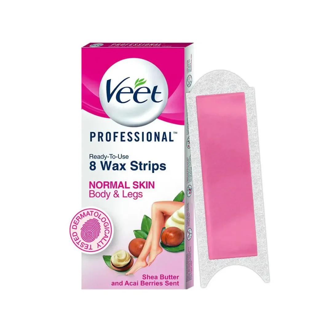 Veet Professional Ready-to-Use Body Wax Strips – Normal Skin (8 ct)